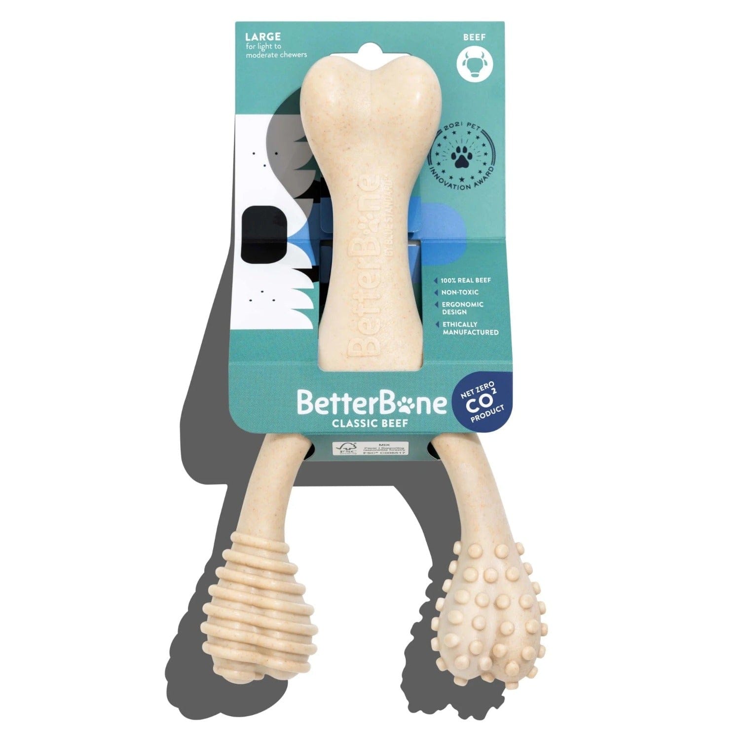 BetterBone Classic Beef - Large All Natural Dog Bone - Eco Friendly Dog Toy - Non-Splintering, Nylon Free