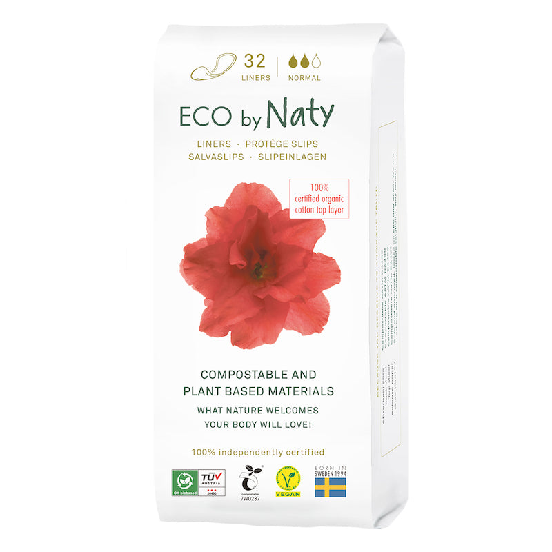 Panty Liners, Normal, Wrapped ORGANIC, PLASTIC FREE, PERFUME & DYE FREE
