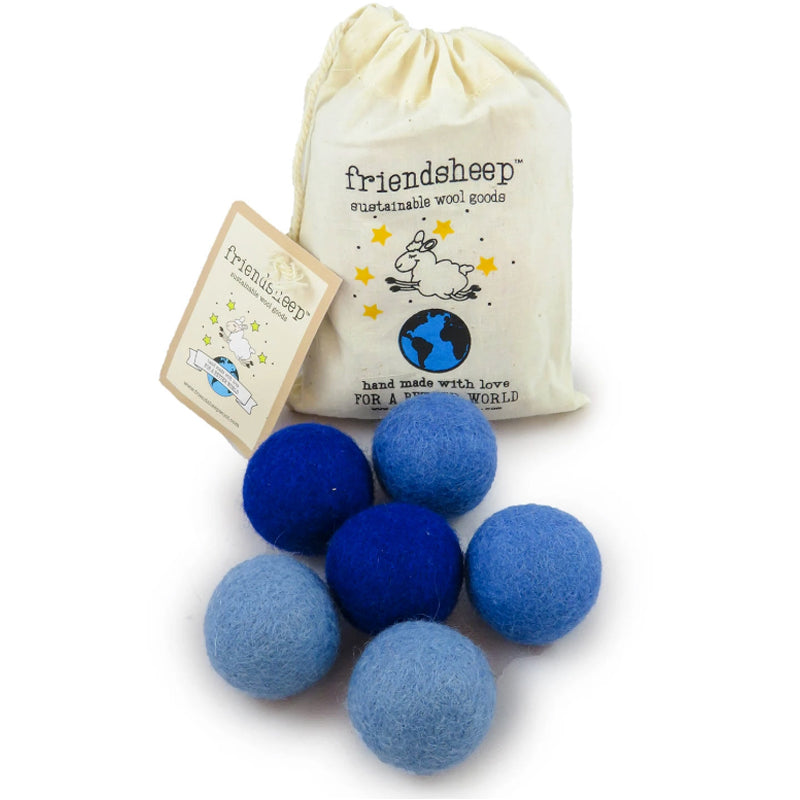 Blue Eco Wool Pet Toy Ball 6pk