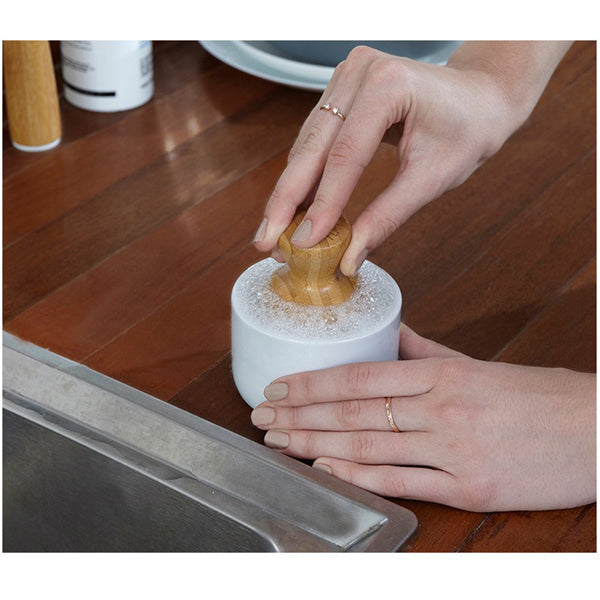 Full Circle Bubble Up Dish Brush Set with Ceramic Soap Dish