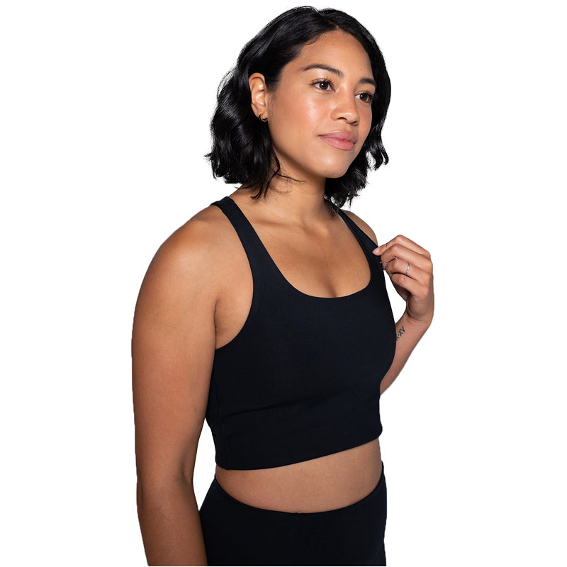 Womens Sports Bras, Girlfriend Collective Tommy Cropped Bra Midnight