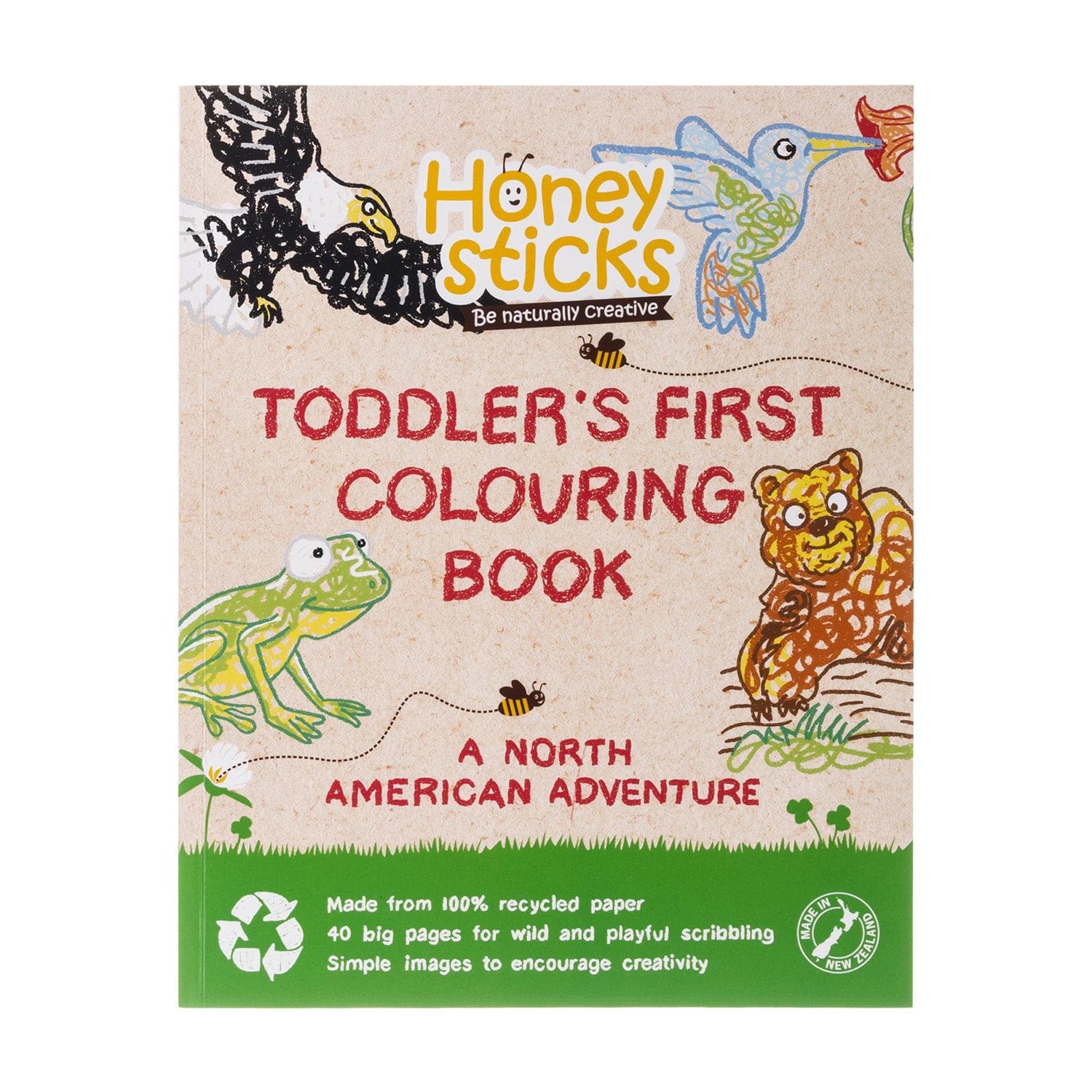 Honeysticks A North American Adventure Endangered Animals Coloring Book - 100% Recycled Paper, Biodegradable