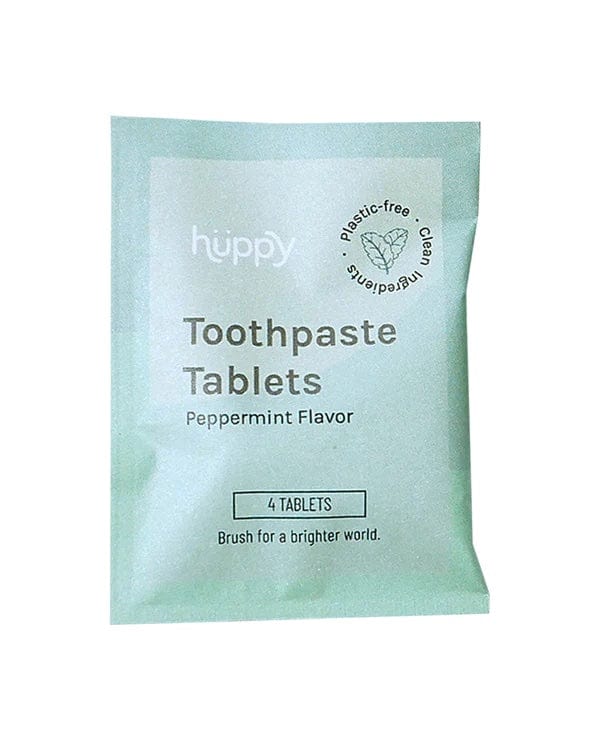 Huppy Peppermint Sample 4-Pack Toothpaste Tablets - Zero Waste Toothpaste - All-Natural, Plastic Free, Refillable, 62 ct.