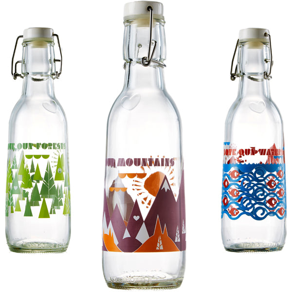 Made in USA - Peace — Love Bottle - Beautiful Reusable Glass Water Bottles