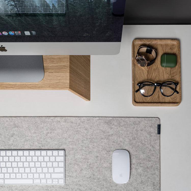 Oakywood Felt and Cork Keybord & Mouse Mat Pad – Office Desk Accessories  for Men & Women – Work from Home Accessories – 100% Merino Wool & Cork 
