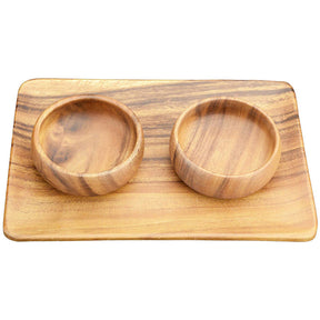 Acacia Wood Appetizer Serving Tray Set with Dip Bowls