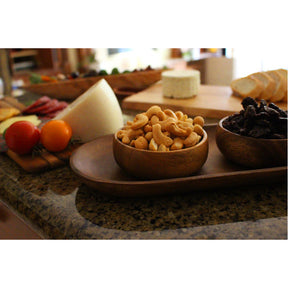 Acacia Wood Bread Tray with Dip Bowls