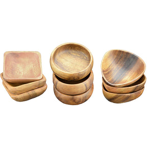 Assorted Acacia Wood Dip Bowls - 9 piece