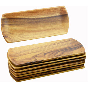 Oval Acacia Wood Appetizer Serving Trays - 8 piece