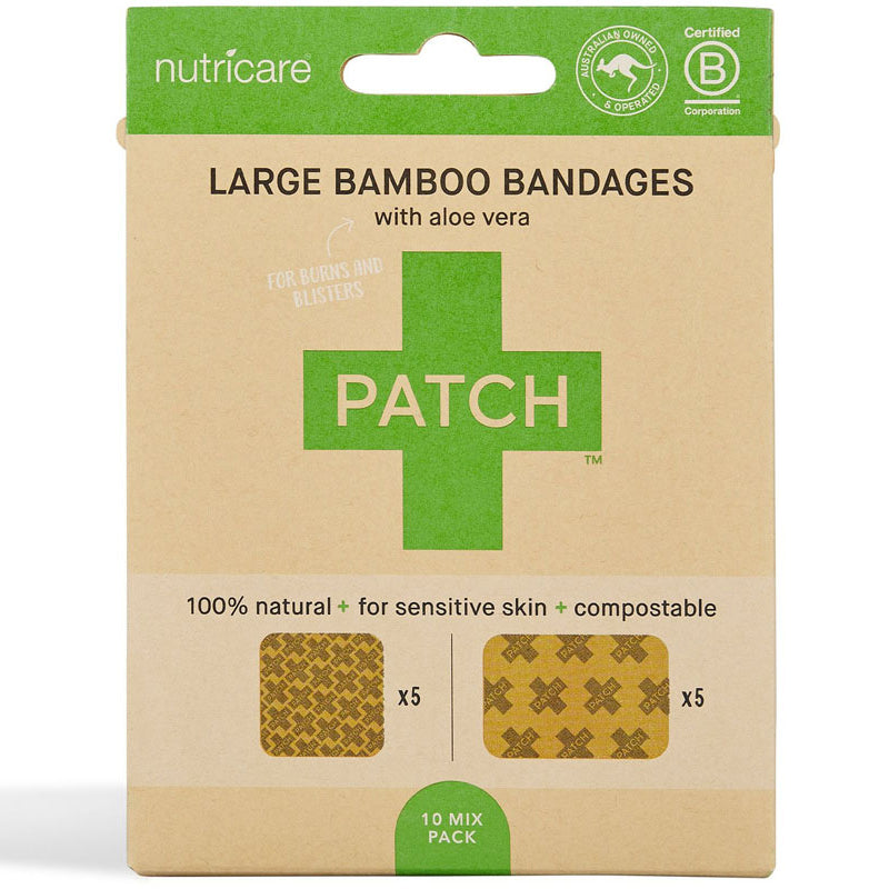 Large Aloe Vera Compostable Bamboo Bandages 10ct
