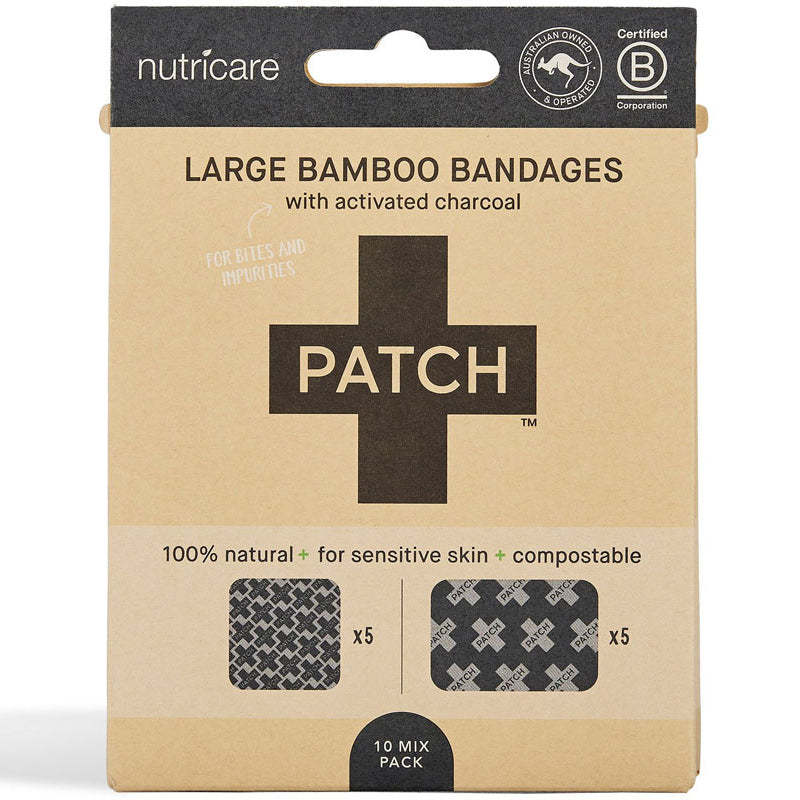 Large Charcoal Compostable Bamboo Bandages 10ct