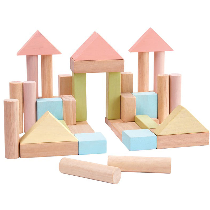 Pastel Wooden Building Blocks - 40pc
