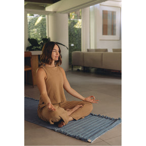 Handloomed Indigo Moon Yoga Mat