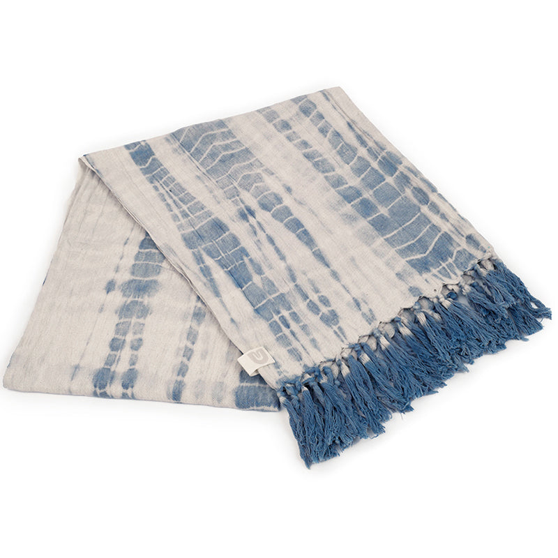 Handloomed Indigo Moon Shibori Yoga Towel