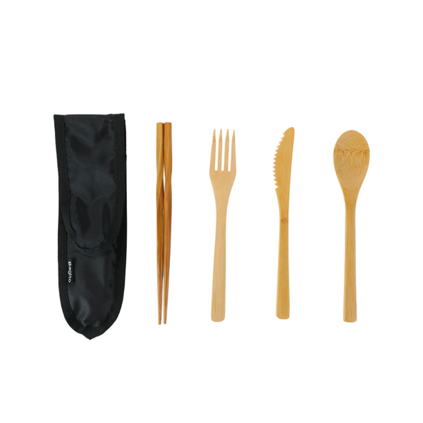 Lunch Utensil Set- Includes Reusable Fork, Spoon, Chopsticks And Carrying  Case - Durable, Dishwasher Safe
