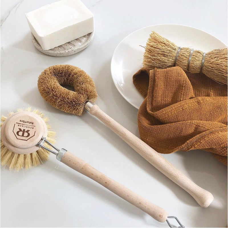 Redecker Coconut Fiber Dish Brush with Untreated Beechwood Handle, 11-Inches