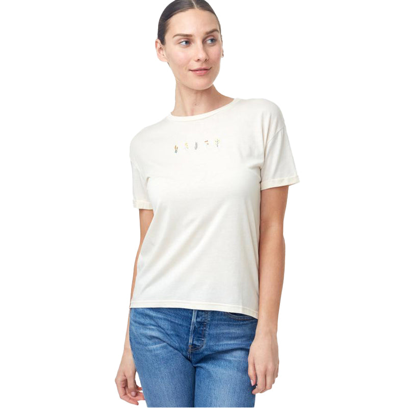 Women's River Flowers Embroidery T-Shirt