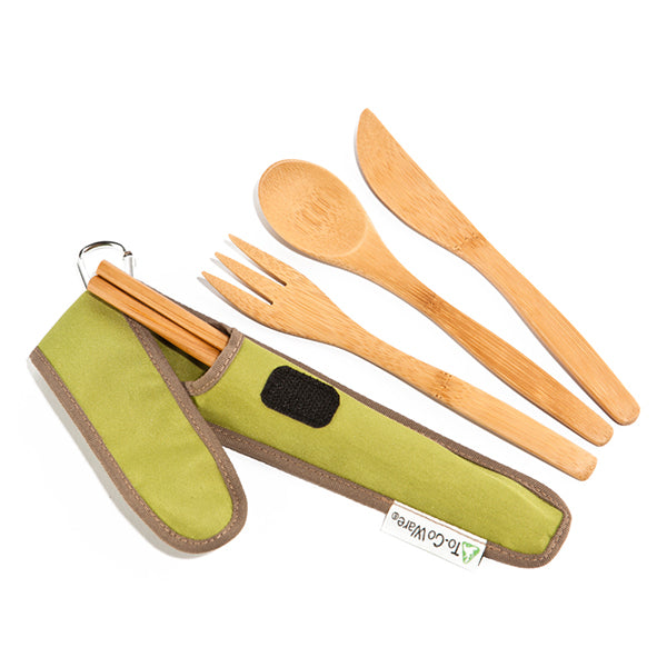 Bamboo Utensil Set with Carrying Case