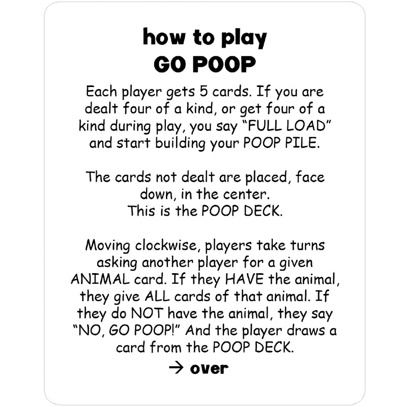 Kids Go Poop Playing Card Game
