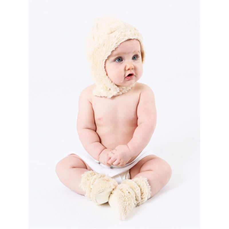 Shaggy Sherpa Snap Baby Booties
