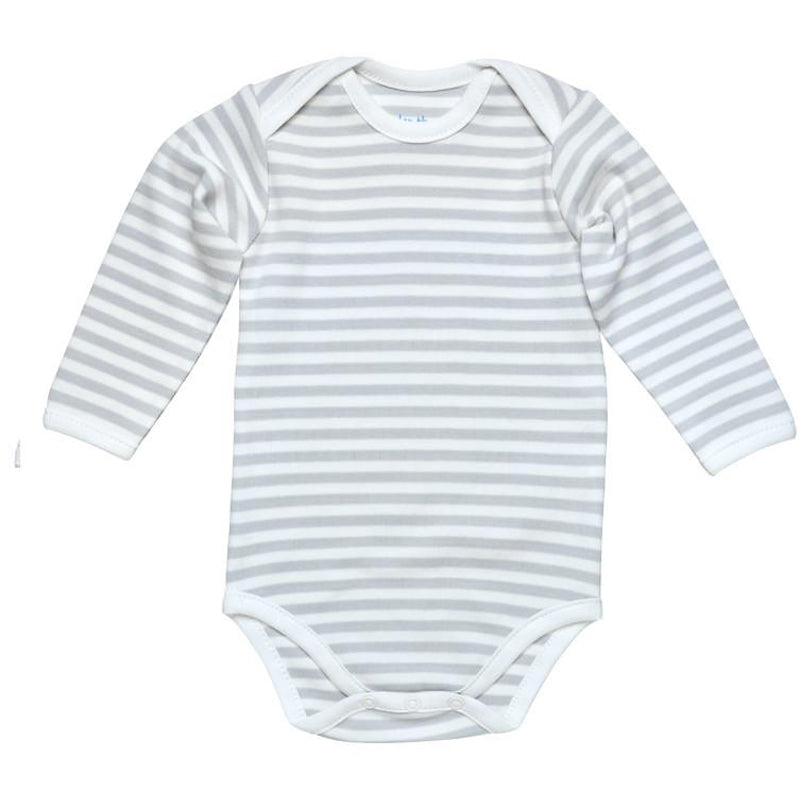 Grey Stripe Long Sleeve Baby Onesie
