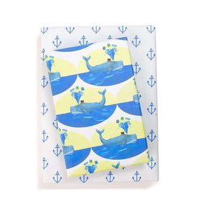 Whale and Anchors Recycled Gift Paper 3pk