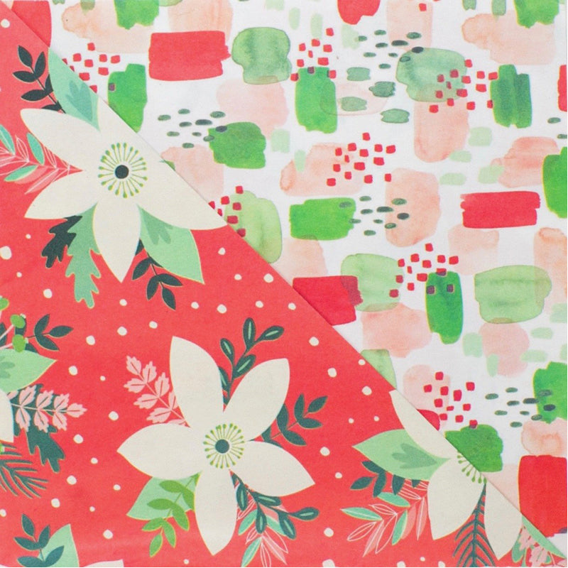 Painted Poinsettia Recycled Gift Paper (3pk)