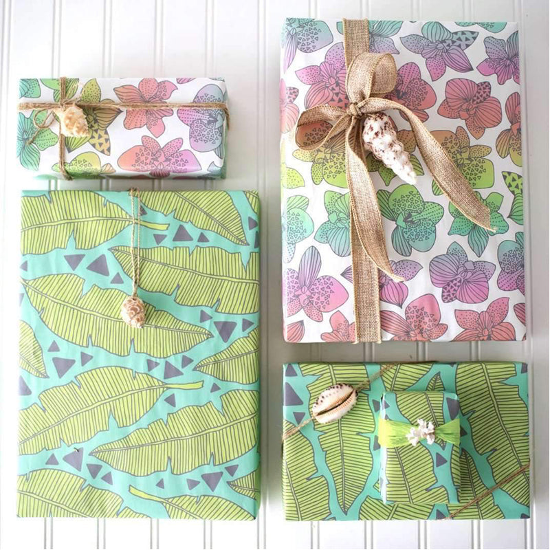 Tropical Leaves Recycled Gift Paper (3pk)