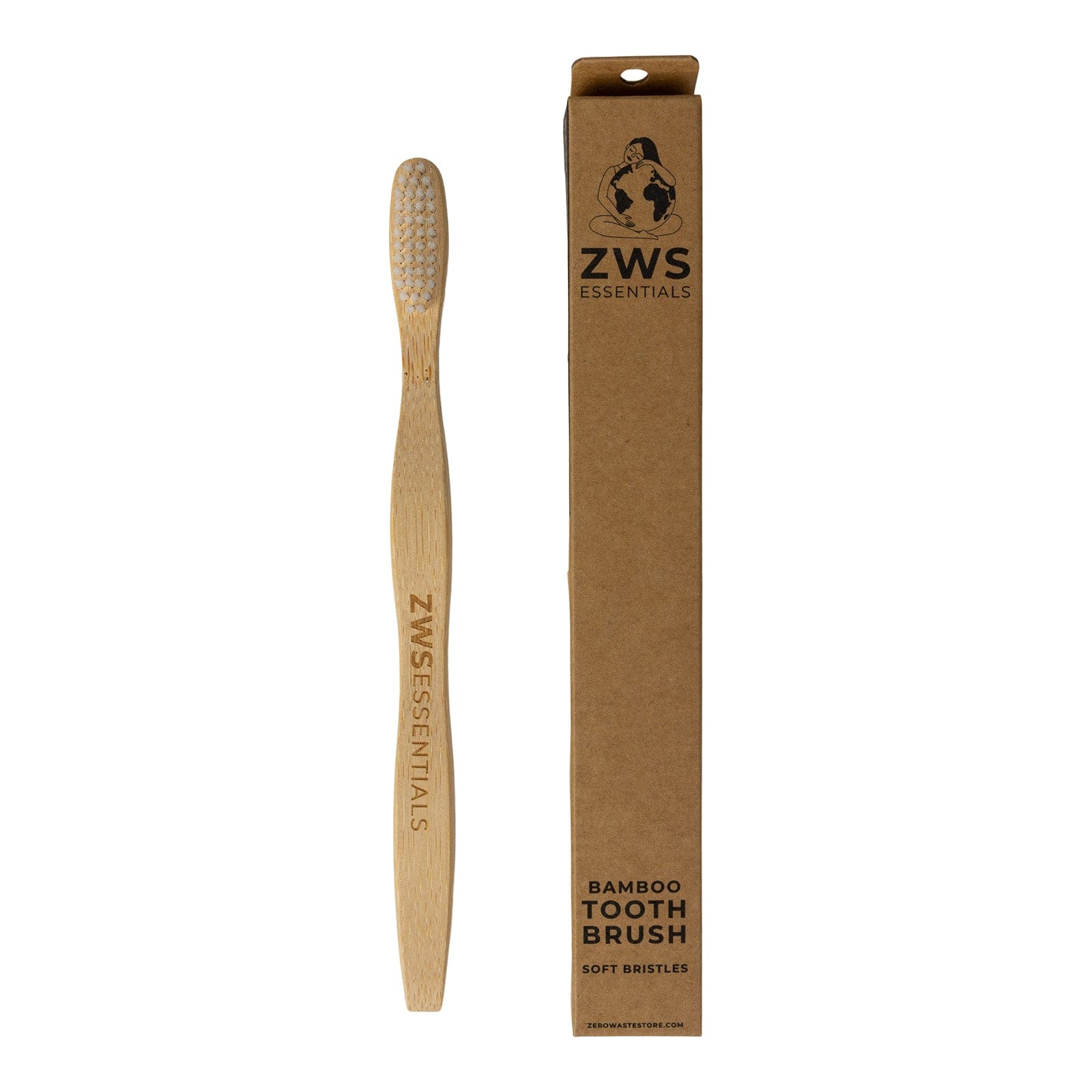 Zero Waste Store Bamboo Toothbrush - Adult - Zero Waste Toothbrush, Plastic Free, Compostable, Castor Bean Bristles