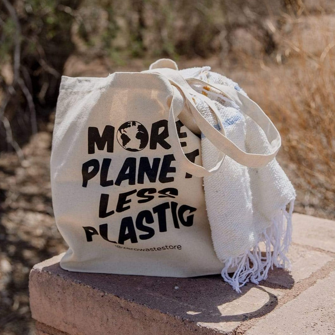 More Planet Less Plastic Organic Tote Bag