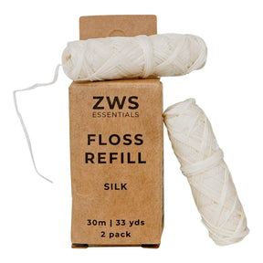 Zero Waste Store Silk Floss Refill 2-Pack Silk Floss - Zero Waste Dental Floss, 30m, Organic, Biodegradable, Refillable