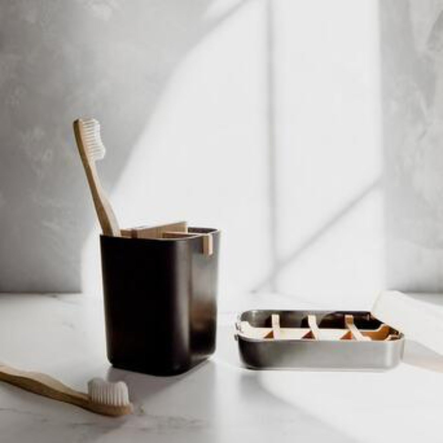 ZeroWasteStore.com Black Zero Waste Toothbrush Holder and Soap Dish Bundle