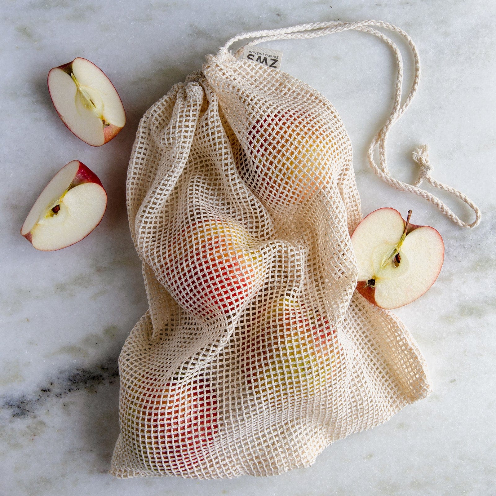 ZWS Essentials 1 Large / Natural Organic Cotton Mesh Produce Bag - Multiple Sizes - Zero Waste Net Bag