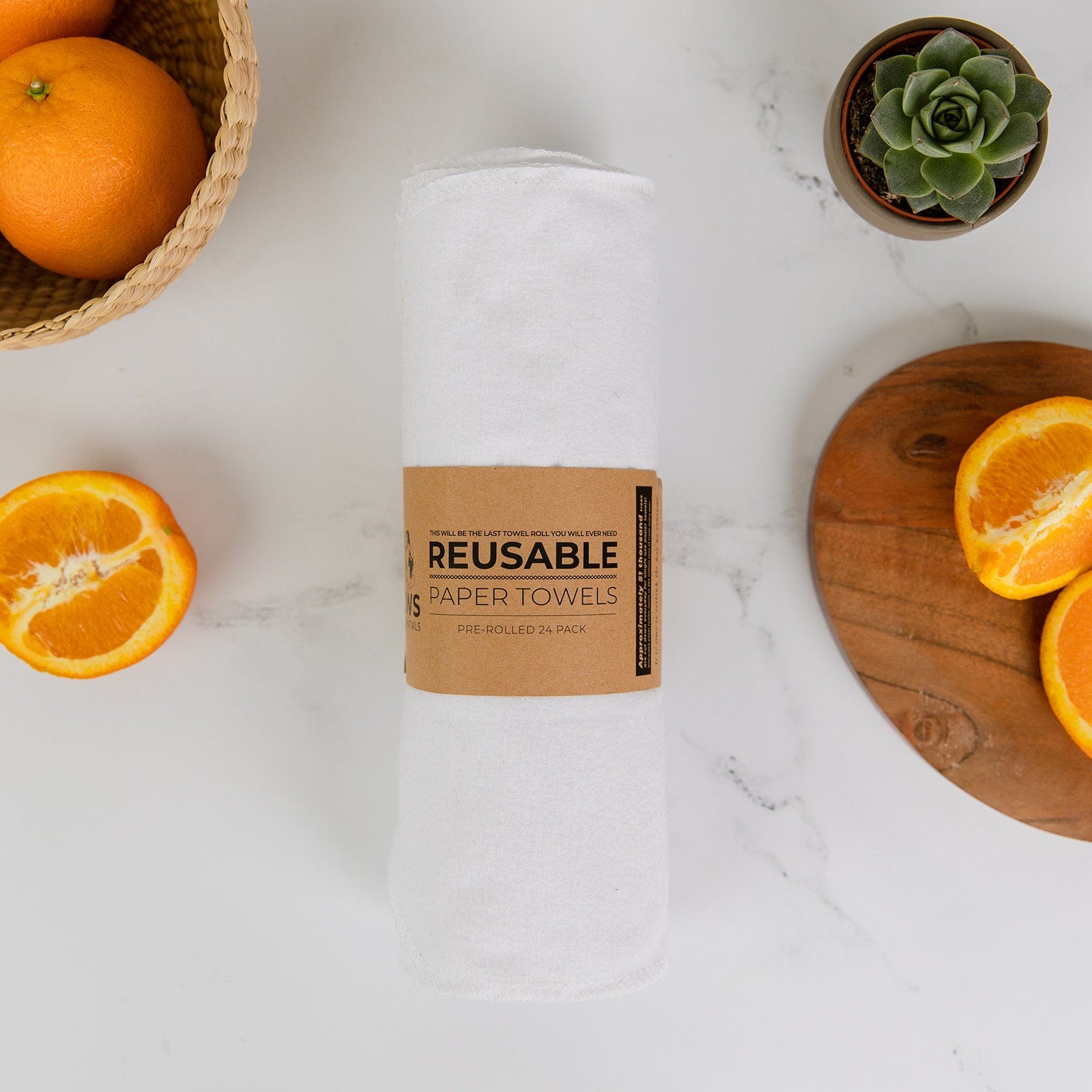 ZWS Essentials White Reusable Paper Towels - UnPaper Towels, Pre-Rolled , 100% Organic Cotton, 24 Pack